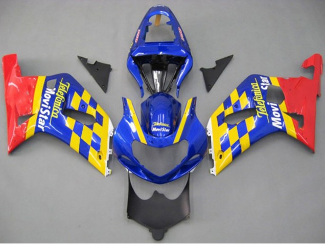 Carenados Moto Suzuki GSXR 600 / GSXR 750 2001-2003 - Azul Amarillo Rojo Telefonica MoviStar
