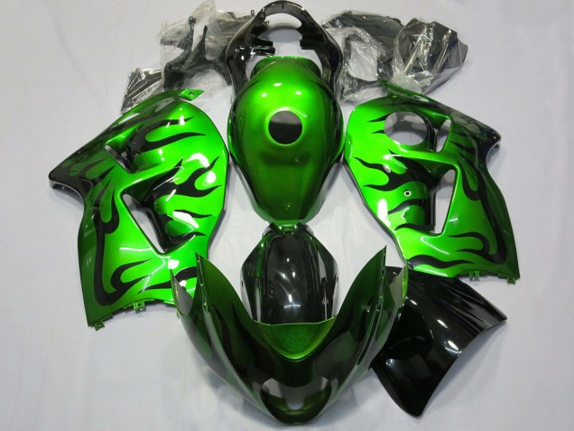 Carenado Moto Suzuki GSXR 1300 1996-2007 - Verde Negro Llama