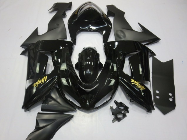 Carenados Moto Kawasaki ZX10R 2006-2007 - Negro Brillante Negro Mate Oro