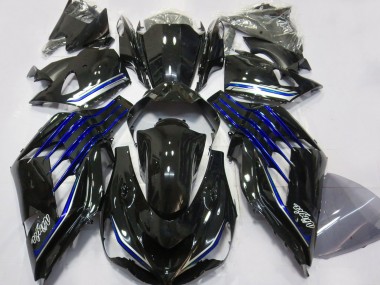 Carenados Moto Kawasaki ZX14R ZZR1400 2012-2024 - Negro Brillante Azul