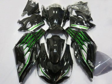 Carenados Moto Kawasaki ZX14R ZZR1400 2012-2024 - Negro Brillante Verde