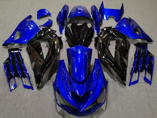 Carenado Moto Kawasaki ZX14R ZZR1400 2012-2024 - Azul Negro Brillante