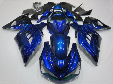Carenados Moto Kawasaki ZX14R ZZR1400 2012-2024 - Azul Negro Brillante
