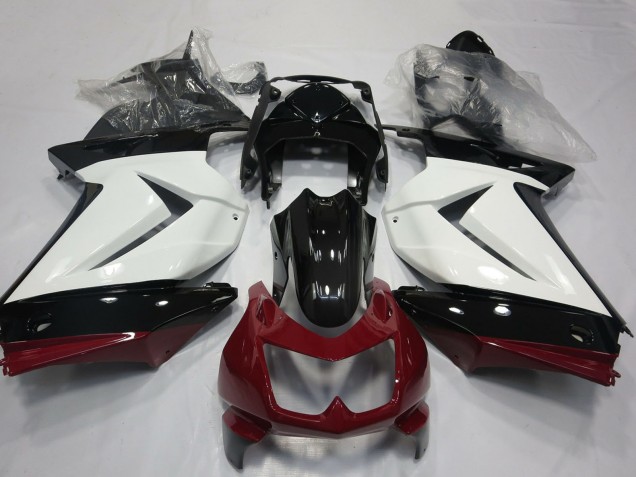 Carenados Moto Kawasaki Ninja 250 2008-2012 - Blanco Rojo Negro Brillante