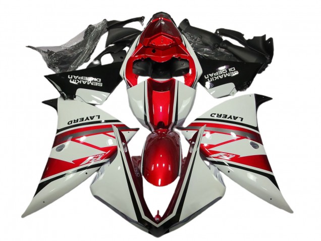 Carenados Moto Yamaha R1 2012-2014 - Blanco Rojo Negro Layerd Semakin Didepan