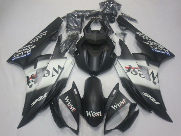 Carenados Moto Yamaha R6 2006-2007 - Negro Mate Blanco West Michelin