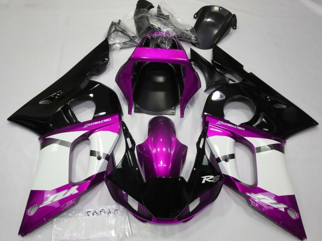 Carenados Moto Yamaha R6 1998-2002 - Púrpura Blanco Negro Brillante