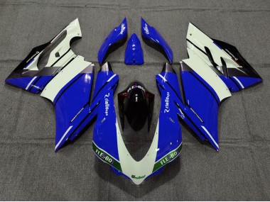Carenados Moto Ducati 959 1299 2015-2020 - Azul Blanco Negro Brillante Unibat Flex-Box OEM Estilo
