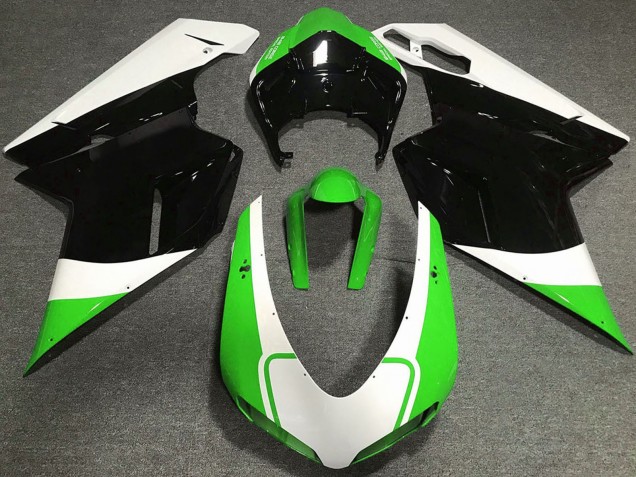 Carenados Moto Ducati 848 1098 1198 2007-2014 - Blanco Verde Negro Brillante