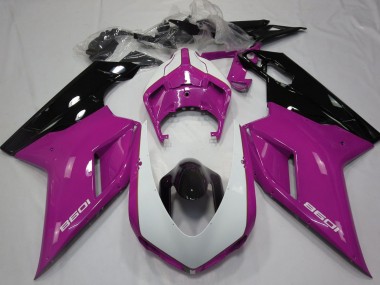 Carenados Moto Ducati 1098 2007-2014 - Rosa Blanco Negro Brillante