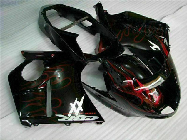 Carenado Moto ABS Honda CBR1100XX Blackbird 1996-2007 - Negro Brillante Rojo Llama