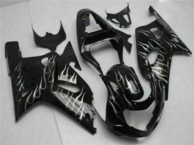 Carenados Moto Suzuki GSXR 600/750 2001-2003 - Negro Brillante Plata Llama