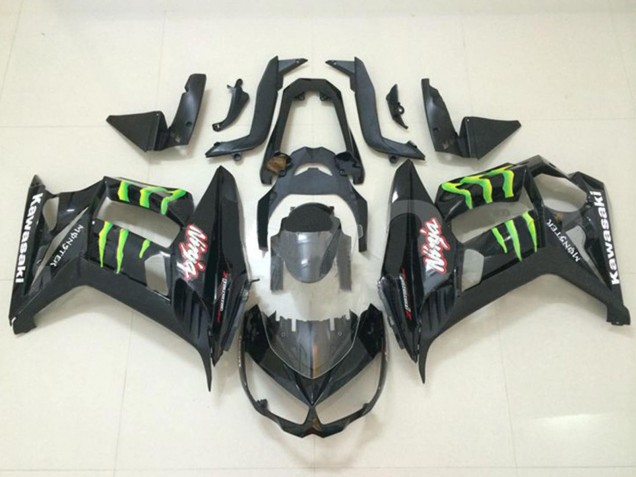 Carenados Moto Kawasaki Z1000SX 2010-2016 - Negro Brillante Verde Monstruo