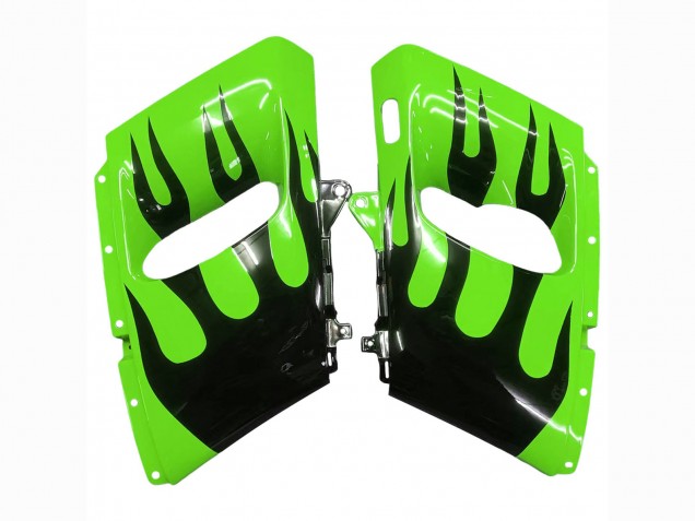 Carenados Moto Kawasaki ZZR400 1993-2007 - Verde Negro Brillante Llama