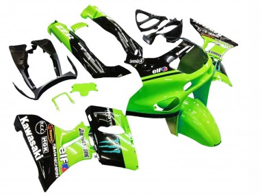 Carenados Moto Kawasaki ZZR400 1993-2007 - Verde Negro Brillante Azul Monstruo Elf Touch4 Bridgestone