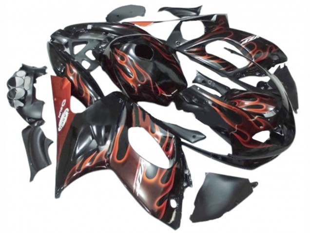 Carenados Moto Yamaha YZF600R Thundercat 1996-2007 - Negro Naranja Oscuro Llama