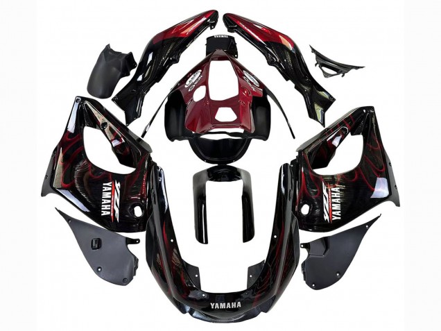 Carenados Moto Yamaha YZF 1000R Thunderace 1997-2007 - Negro Rojo Oscuro Llama