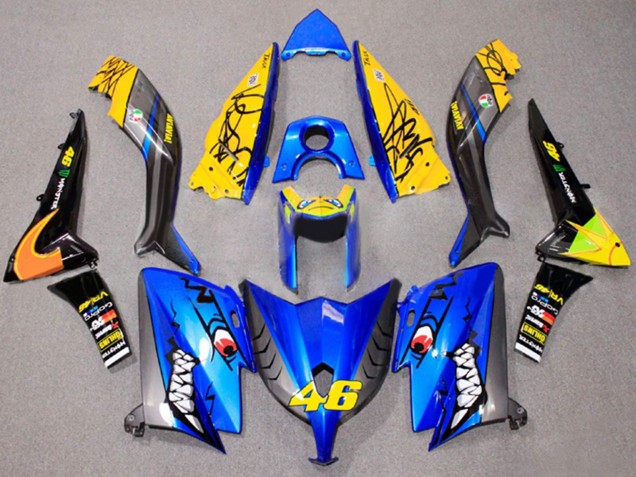 Carenados Moto Yamaha TMAX530 2012-2014 - Azul Amarillo Negro Tiburón 46