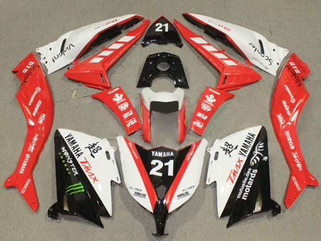 Carenados Moto Yamaha TMAX530 2012-2014 - Blanco Rojo Negro Monstruo 21