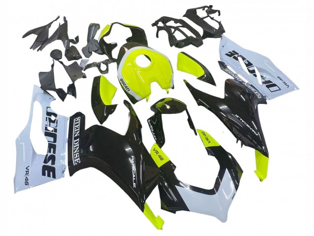 Carenados Moto Ducati Panigale V2 2020-2024 - Blanco Verde Lima Negro Brillante Stein Dinse VR 46