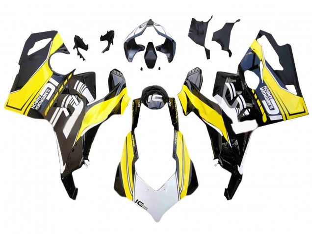 Carenados Moto Ducati Panigale V4 V4S 2018-2019 - Blanco Amarillo Negro Brillante