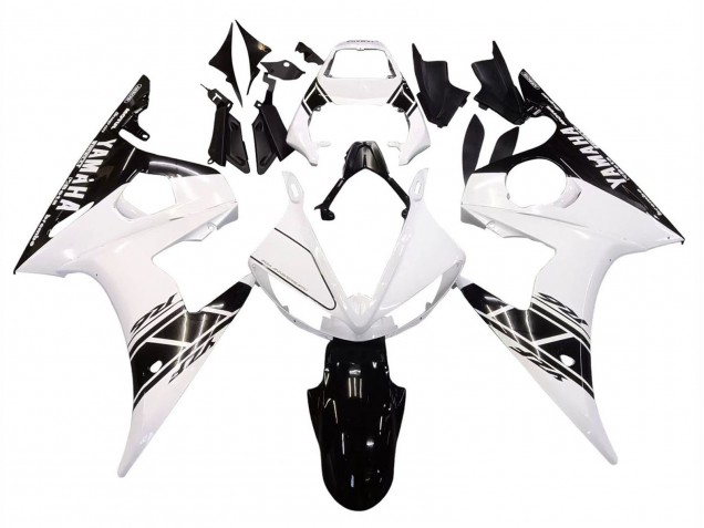 Carenado Moto Yamaha YZF R6 2003-2004 - Blanco Negro Brillante