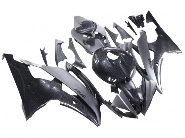 Carenados Moto Yamaha YZF 600 R6 2008-2016 - Gris Negro FibraCarbono Estilo