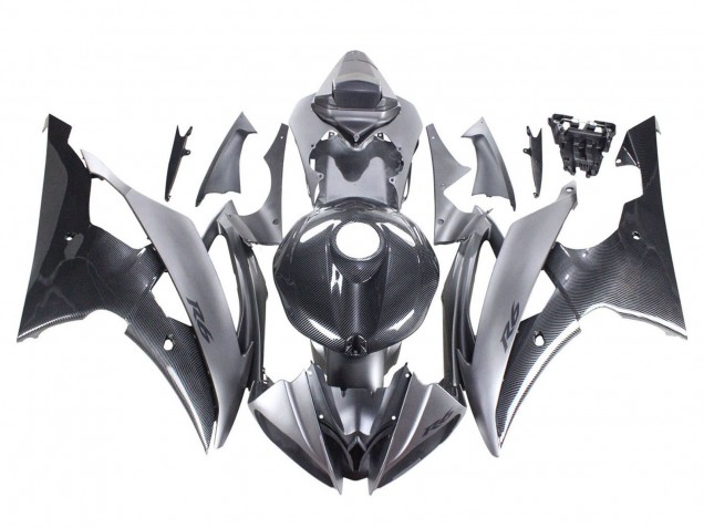 Carenados Moto Yamaha YZF 600 R6 2008-2016 - Gris Negro FibraCarbono Estilo