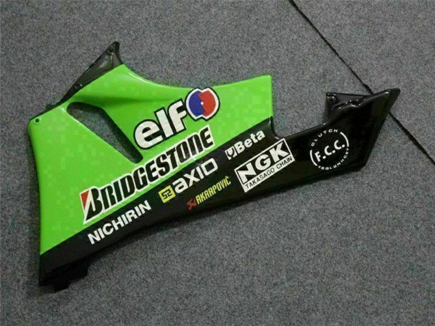 Carenados Moto Kawasaki ZX6R 2009-2012 - Verde Negro Brillante Elf Touch4 Bridgestone