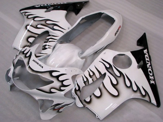 Carenados Moto Honda CBR600 F4 1999-2000 - Blanco Negro Brillante Llama