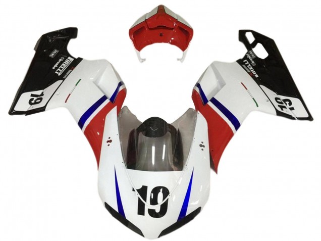Carenados Moto Ducati 848/1098/1198 2007-2014 - Blanco Rojo Azul Negro Brillante 19