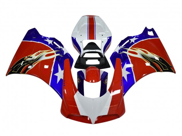 Carenados Moto Ducati 748/916/996/998 1993-2005 - Blanco Rojo Azul Negro Llama