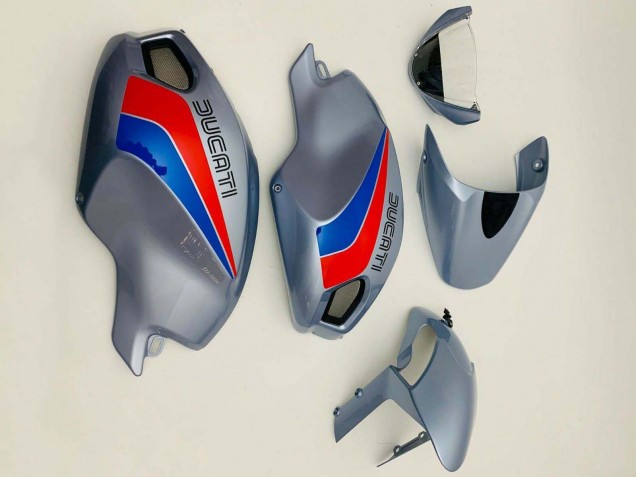 Carenados Moto Ducati Monster 696 796 1100 1100S 2008-2012 - Plata Rojo Azul