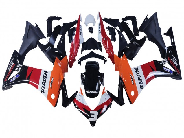 Carenados Moto Honda CBR500R 2013-2015 - Naranja Blanco Rojo Negro Brillante Repsol 3