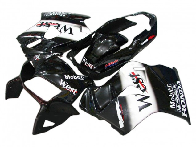 Carenados Moto Honda VFR 800 1998-2001 - Negro Brillante Blanco West HRC