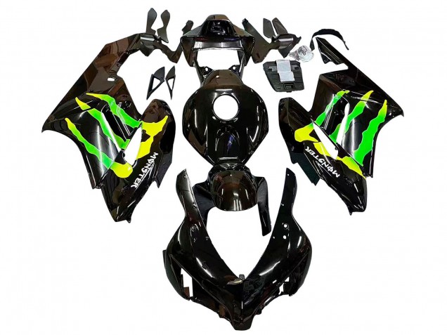Carenados Moto Honda CBR1000RR 2004-2005 - Negro Brillante Amarillo Verde Monstruo