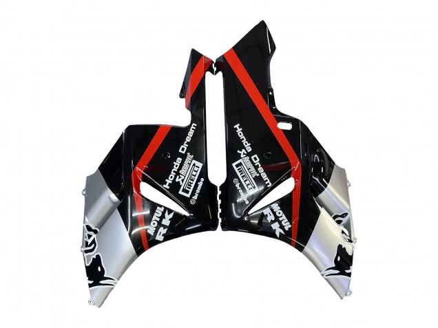 Carenados Moto Honda CBR1000RR 2004-2005 - Plata Negro Brillante Rojo Raya