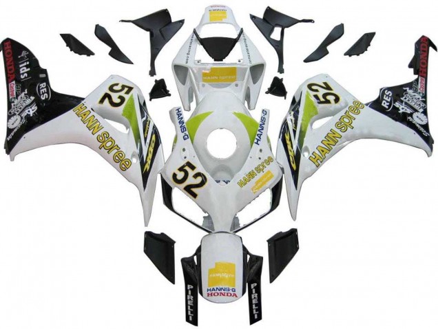 Carenados Moto Honda CBR1000RR 2006-2007 - Blanco Verde Negro Brillante Hannspree 52