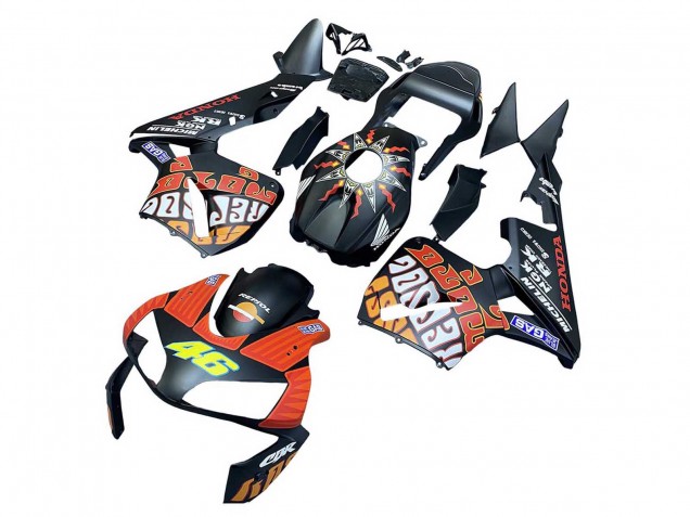 Carenados Moto Honda CBR600RR 2003-2004 - Negro Mate Naranja Repsol Rossi 46