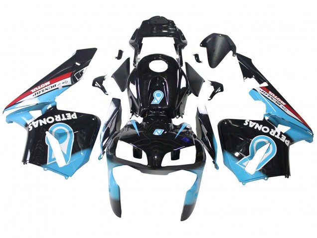Carenados Moto Honda CBR600RR 2003-2004 - Azul Claro Rojo Negro Brillante Dunlop