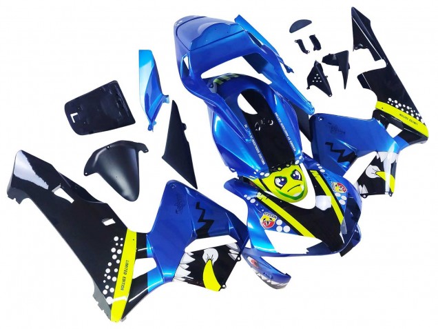 Carenados Moto Honda CBR600RR 2003-2004 - Azul Neon Amarillo Negro Brillante Tiburón