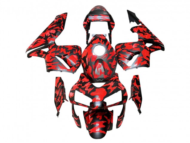 Carenados Moto Honda CBR600RR 2003-2004 - Negro Rojo Gris Camouflage