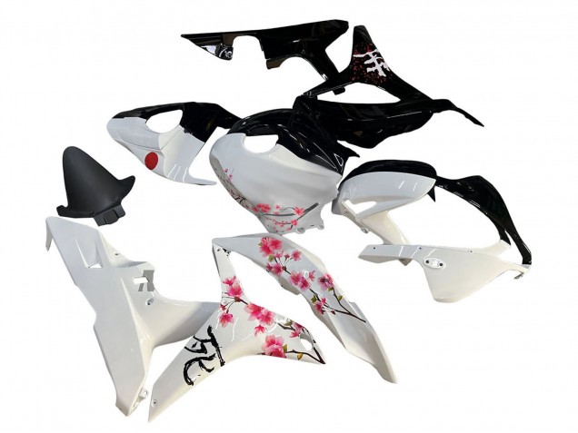Carenados Moto Honda CBR600RR 2007-2008 - Blanco Cherry Blossom Negro Brillante Dividir