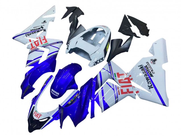 Carenados Moto Kawasaki ZX10R 2004-2005 - Azul Brillante Blanco Fiat Motul