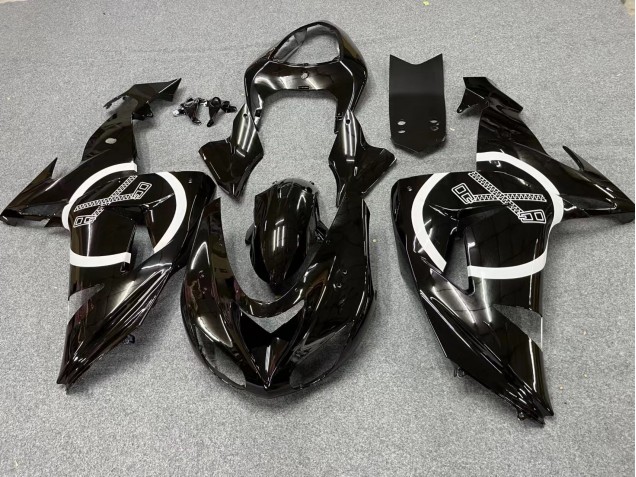 Carenados Moto Kawasaki ZX10R 2006-2007 - Negro Brillante Blanco Círculo