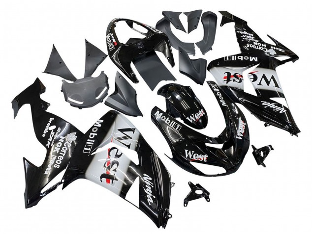 Carenados Moto Kawasaki ZX10R 2006-2007 - Negro Brillante Blanco West