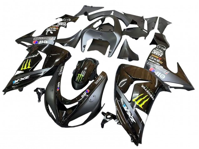 Carenados Moto Kawasaki ZX10R 2006-2007 - Gris Amarillo Negro Brillante Monstruo Elf