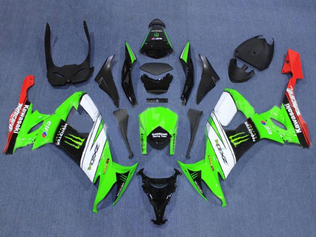 Carenados Moto Kawasaki ZX10R 2008-2010 - Verde Blanco Rojo Negro Monstruo