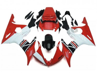 Carenado Moto Yamaha YZF R6 2003-2004 - Rojo Blanco Negro Brillante