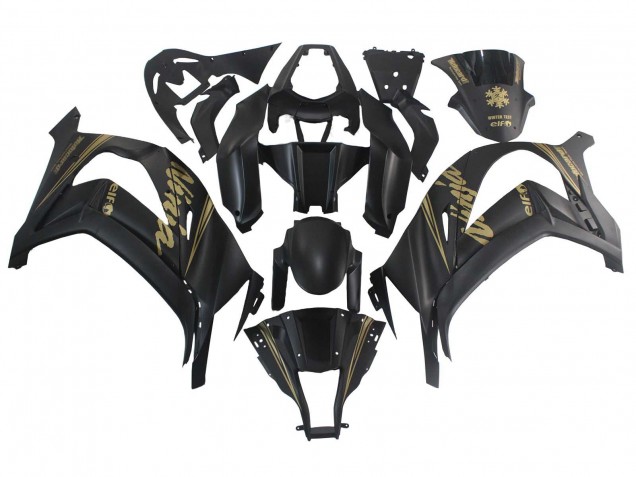 Carenados Moto Kawasaki ZX10R 2011-2015 - Negro Mate Oro Nieve Elf